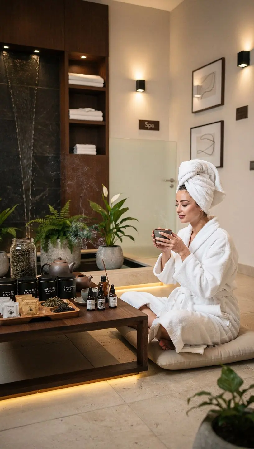 Tasse de thГ© Assam fumant avec une couleur profonde.