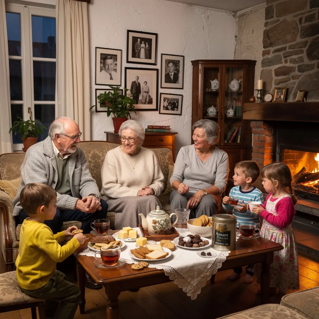 Moments de dГ©tente avec une tasse de thГ© Assam au coucher du soleil.