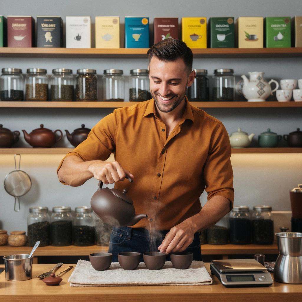 MГ©lange de thГ© Assam dans un sachet Г©lГ©gant.